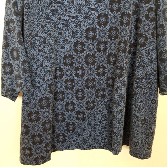 Catherine's Women Plus Floral Blouse Top Sz 3X Blue Pullover Boho - Picture 3 of 8